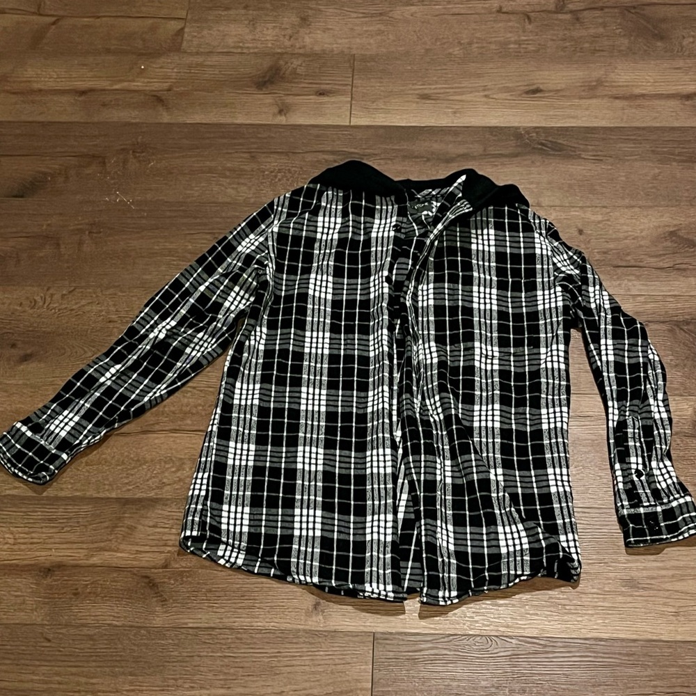 Slate & Stone Black & White Hooded Flannel Men’s Small